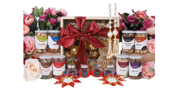 The Gift Tree Traditional Indian Dry Fruits, Candle Wooden Basket Diwali Gift Hamper | Gift For Festival Celebration, Family, Friends, Corporate Office, Clients