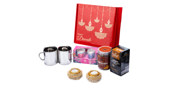 The Gift Tree Diwali Gift Hamper, Coffee Mug With Flavoured Instant Coffee hamper, Diwali Diya And Snacks Hamper For Festive Season, Diwali Hamper For Family, Friend, Corporate Office, Client