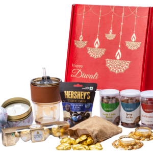 The Gift Tree Red Theme Maroon Box Hamper| Peanuts, Chips, Dry Fruits, Granola Bar, Juice, Vaporizer Burner Set, Candle | Pack of 9