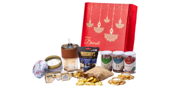 The Gift Tree Red Theme Maroon Box Hamper| Peanuts, Chips, Dry Fruits, Granola Bar, Juice, Vaporizer Burner Set, Candle | Pack of 9