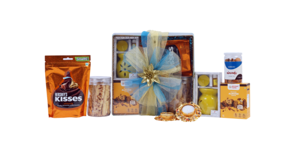 The Gift Tree Diwali Gift Hamper, Festive Delight Beautiful Basket Hamper For Diwali, Diwali Cookies And Chocolates With Golden Diya, Diwali Hamper For Family, Friend, Corporate Office, Clients