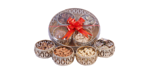 The Gift Tree Diwwali Dry Fruits & Indian Sweets in Metal Basket for festivals| Gift for Family, Friends