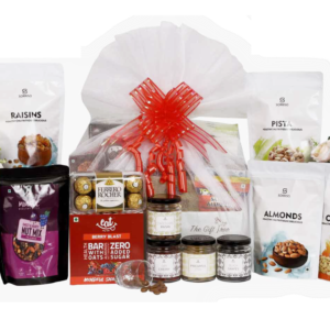 The Gift Tree Luxury Healthy Gift Hamper | Candle, Dried Fruits, Nuts, Berries, Trail Mix, Granola Bars & Chocolates | Gift for Festivals, Birthday, Anniversary, Corporate & Clients | Pack of 13