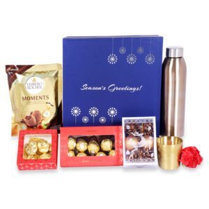 The Gift Tree Golden Jar Aroma Candle & Bottle Box | Ideal Corporate Christmas Gift for Employees & Staff | Holiday Ambiance