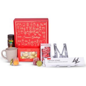 The Gift Tree Laptop Stand & Candle Gift Set | Premium Corporate Christmas Gift for Employees & Staff | Festive Office Essentials Hamper
