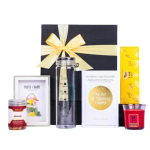 The Gift Tree Glass Bottle with Candle & Book Wellness Set Gift Boxes & Hampers for Employees, Family, Friends, Men and Women