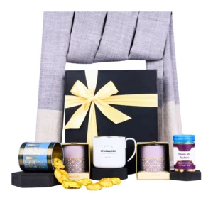 The Gift Tree Star BucksMug, Pashmina Stole, Candles & Chocolates Hamper Gift Boxes & Hampers for Employees, Family, Friends, Men and Women