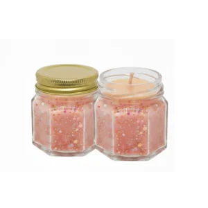 Floral Design Multicolor Glass Candle 2 Inch Set Of 2