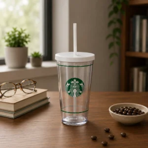 Starbucks Coffee Transparent Tumbler for Travel & Office | Cute Glass Tumbler with Straw