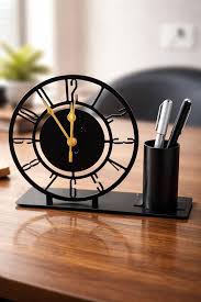 The Gift Tree Desk Clock with Pen Holder ? Timeless Elegance for Every Workspace