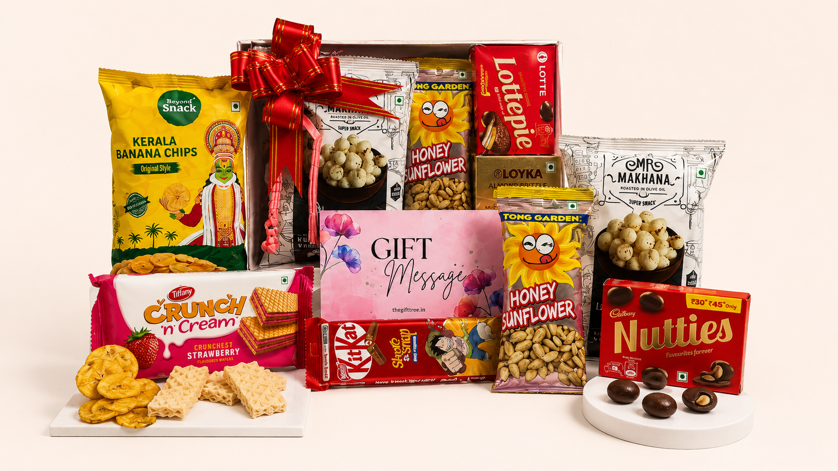The Gift Tree Delightful Sweet & Crunch Hamper | Chocolates, Makhana & Snacks 1 The Gift Tree Delightful Sweet & Crunch Hamper | Chocolates, Makhana & Snacks