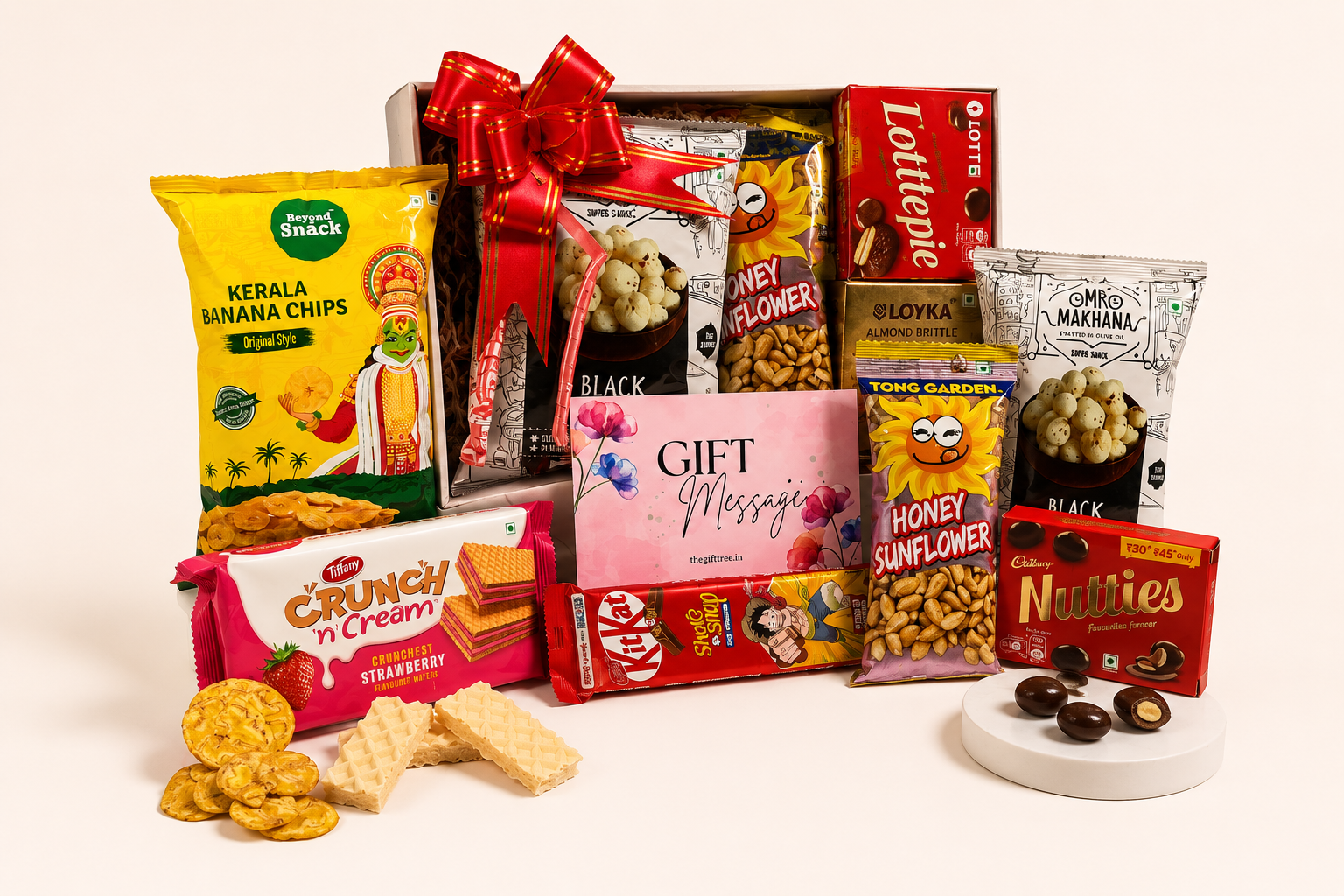 The Gift Tree Delightful Sweet & Crunch Hamper | Chocolates, Makhana & Snacks 2 The Gift Tree Delightful Sweet & Crunch Hamper | Chocolates, Makhana & Snacks - Image 2