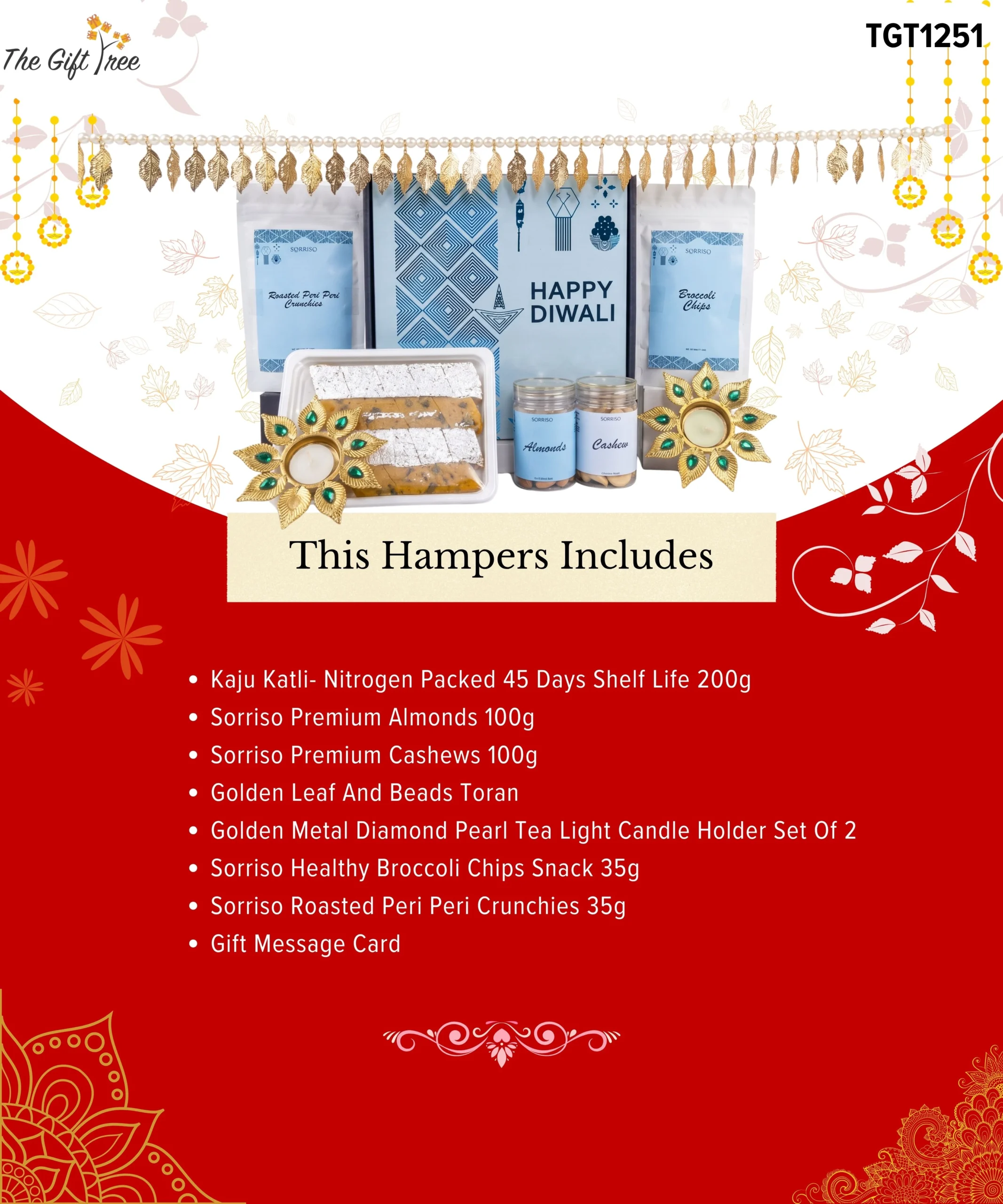 Exclusive Happy Diwali Gourmet Gift Box with Decorative Metal Diyas & Toran (Traditional Sweets, Dry Fruits & Sorriso Snacks) - Premium Festive Gifting Hamper 4 Exclusive Happy Diwali Gourmet Gift Box with Decorative Metal Diyas & Toran (Traditional Sweets, Dry Fruits & Sorriso Snacks) - Premium Festive Gifting Hamper - Image 4